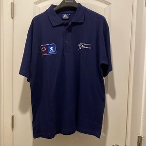 100% short sleeve polo; 3 button; team Peugeot